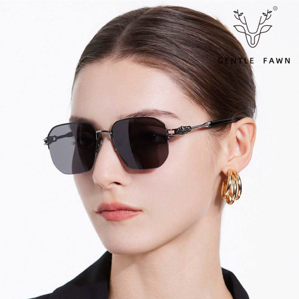 Fashion Trend UV Protection Metal Sunglasses for Women | Large Frame & Simple Plain Sunscreen Glasses - SheTopper