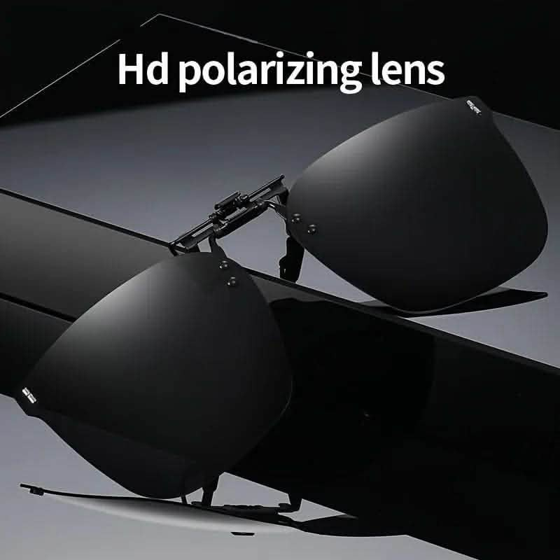 Glasses With Clip On Sunglasses | Cool Oversize Magnesium Aluminum Frame Polarized Glasses Lens | Outdoor Sports Party Vacation Travel Driving - SheTopper