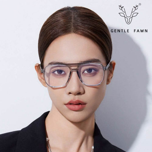 New Square Double Beam Oversized Fashion Glasses for Women | Anti-Blue Light & Flat Light, Fashionable & Versatile with Myopia Frame Option - SheTopper