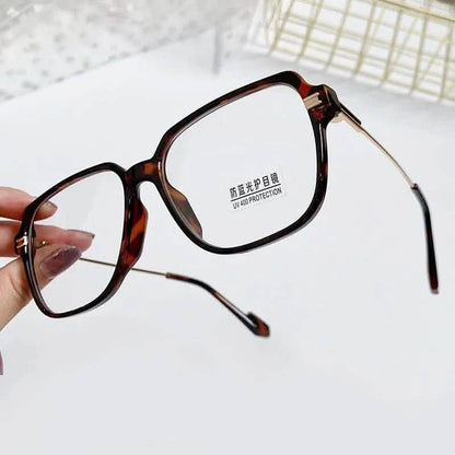 Women's Sunglasses For Small Faces |TR anti-blue glasses metal fashion large frame flat glasses can be equipped with myopia glasses - SheTopper