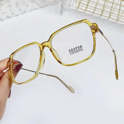 Women's Sunglasses For Small Faces |TR anti-blue glasses metal fashion large frame flat glasses can be equipped with myopia glasses - SheTopper