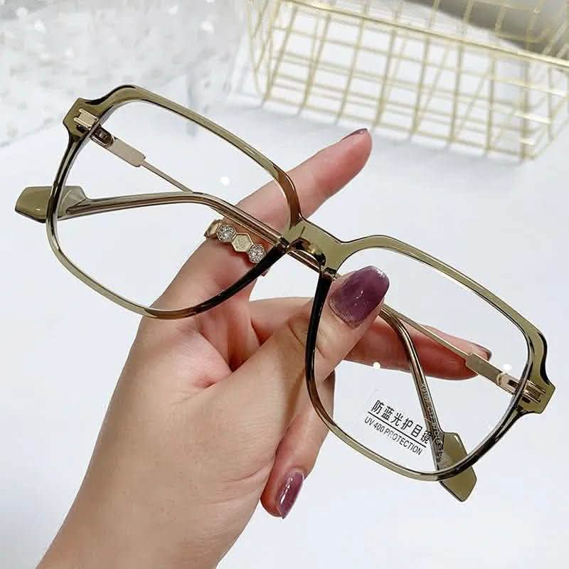 Women's Sunglasses For Small Faces |TR anti-blue glasses metal fashion large frame flat glasses can be equipped with myopia glasses - SheTopper